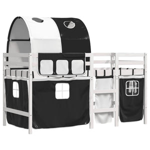 Letto a Soppalco con Tunnel Bambini Bianco e Nero 90x190cm Pinocod mxl 92541