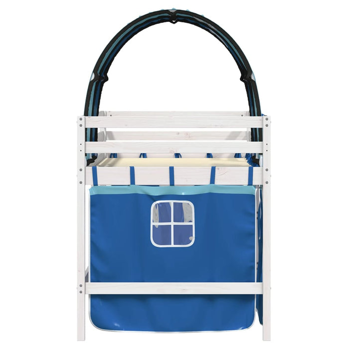 Letto a Soppalco con Tunnel Bambini Blu 90x190cm Massello Pino 3283857
