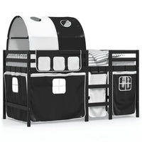 Letto a Soppalco con Tunnel Bambini Bianco e Nero 90x190cm Pino 3283859