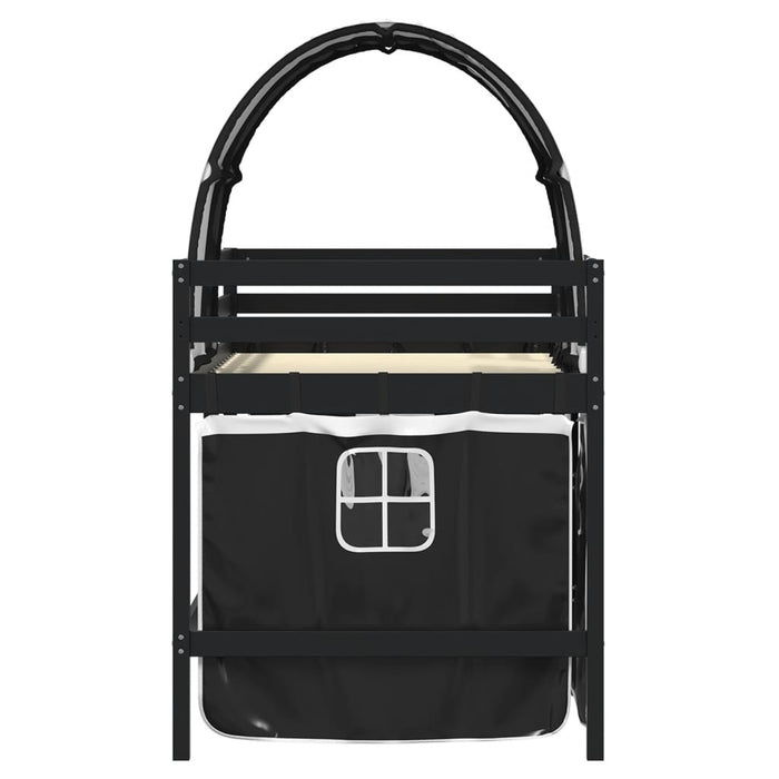 Letto a Soppalco con Tunnel Bambini Bianco e Nero 90x190cm Pino 3283859