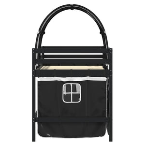 Letto a Soppalco con Tunnel Bambini Bianco e Nero 90x190cm Pino
