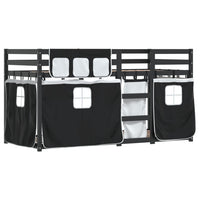 Letto a Castello senza Materasso Bianco e Nero 90x200cm in Pino 3283868