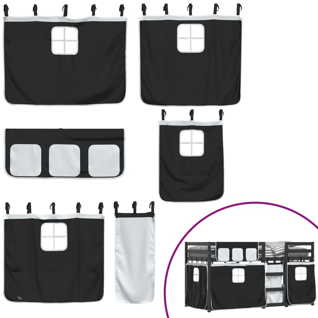 Letto a Castello senza Materasso Bianco e Nero 90x190cm in Pino 3283883