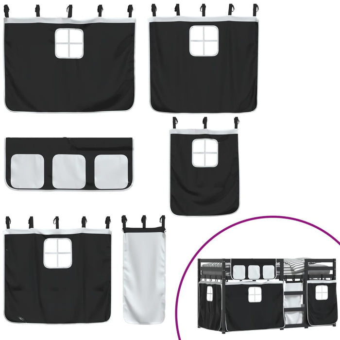 Letto a Castello senza Materasso Bianco e Nero 90x190cm in Pino 3283883