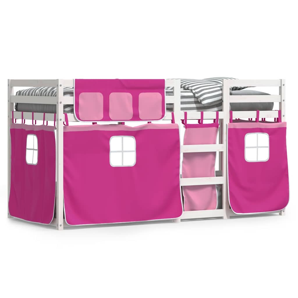 Letto a Castello senza Materasso-Struttura Letto a Castello Rosa 90x200 cm Legno di Pino 961866
