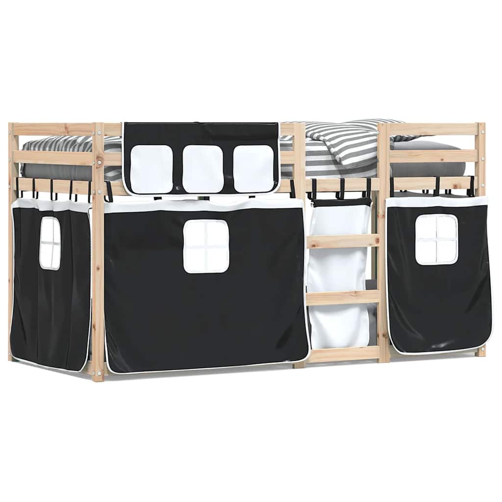 Letto a Castello senza Materasso-Struttura Letto a Castello Bianco e Nero 80x200cm in Pino 551498