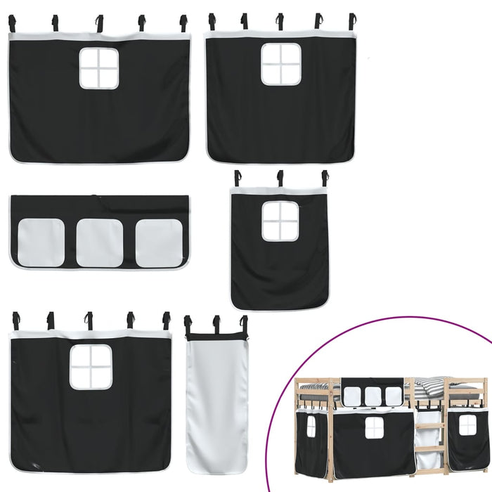 Letto a Castello senza Materasso Bianco e Nero 80x200cm in Pino 3283898