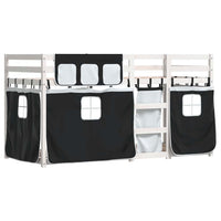 Letto a Castello senza Materasso-Struttura Letto a Castello Bianco e Nero 80x200cm in Pino 630893