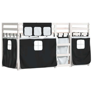 Letto a Castello senza Materasso-Struttura Letto a Castello Bianco e Nero 80x200cm in Pino 630893