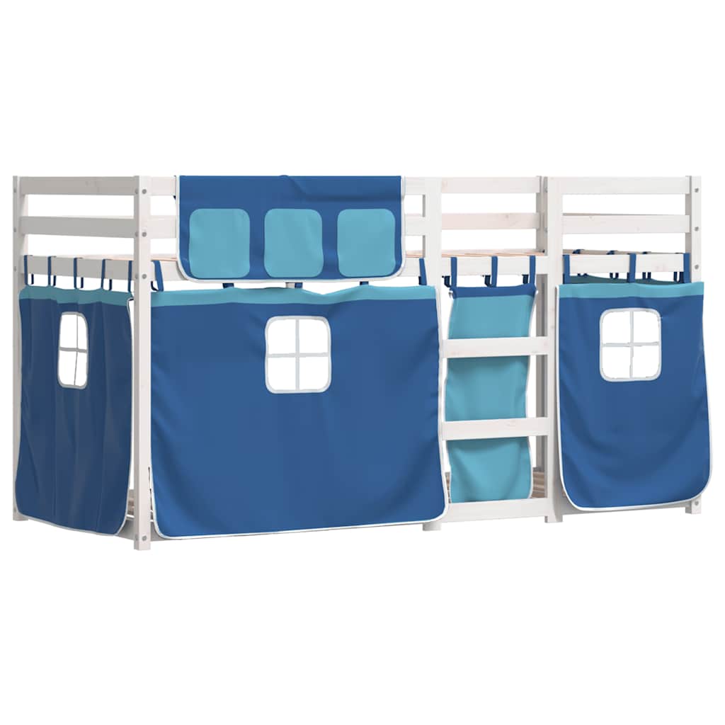 Letto a Castello senza Materasso-Struttura Letto a Castello Blu 80x200 cm Massello Pino 935641