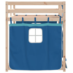 Letto a Castello senza Materasso-Struttura Letto a Castello Blu 75x190 cm Massello Pino 380491