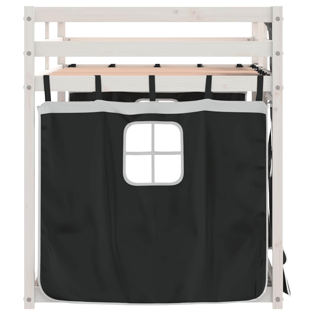 Letto a Castello senza Materasso-Struttura Letto a Castello Bianco e Nero 75x190 cm inPino 378392