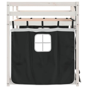 Letto a Castello senza Materasso-Struttura Letto a Castello Bianco e Nero 75x190 cm inPino 378392