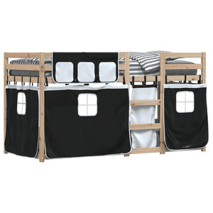 Letto a Castello senza Materasso Bianco e Nero 90x200cm in Pino 3283928