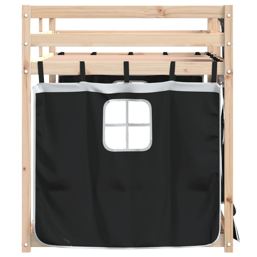 Letto a Castello senza Materasso Bianco e Nero 90x200cm in Pino 3283928
