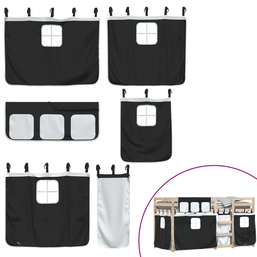 Letto a Castello senza Materasso Bianco e Nero 90x200cm in Pino 3283928