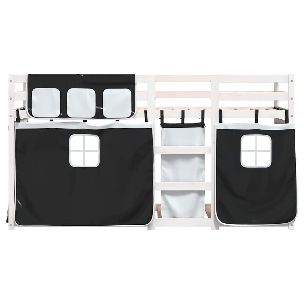 Letto a Castello senza Materasso-Struttura Letto a Castello Bianco e Nero 90x200cm in Pino 184814