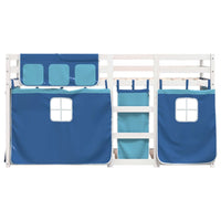 Letto a Castello senza Materasso Blu 90x200cm Massello Pino