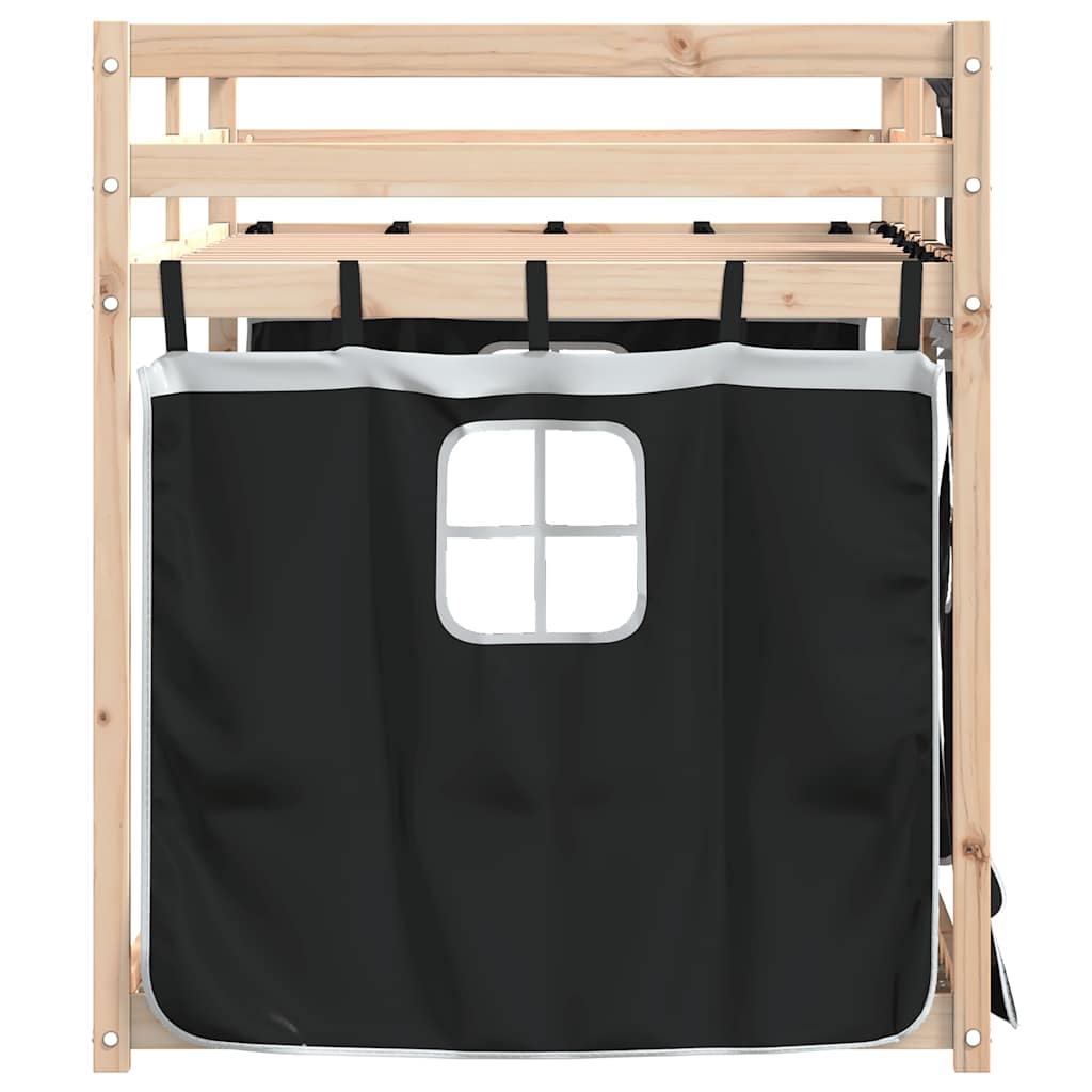 Letto a Castello senza Materasso-Struttura Letto a Castello Bianco e Nero 90x190cm in Pino 273323