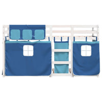 Letto a Castello senza Materasso Blu 90x190cm Massello Pino