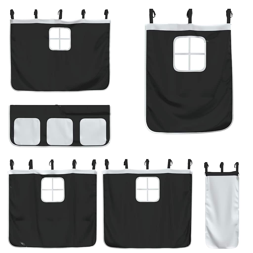 Letto a Castello senza Materasso-Struttura Letto a Castello Bianco e Nero 90x200cm in Pino 930432