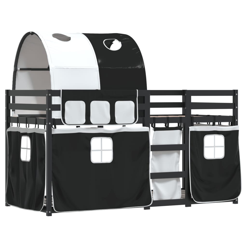 Letto a Castello senza Materasso Bianco e Nero 90x200cm in Pino 3283958