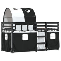 Letto a Castello senza Materasso Bianco e Nero 90x200cm in Pino 3283958