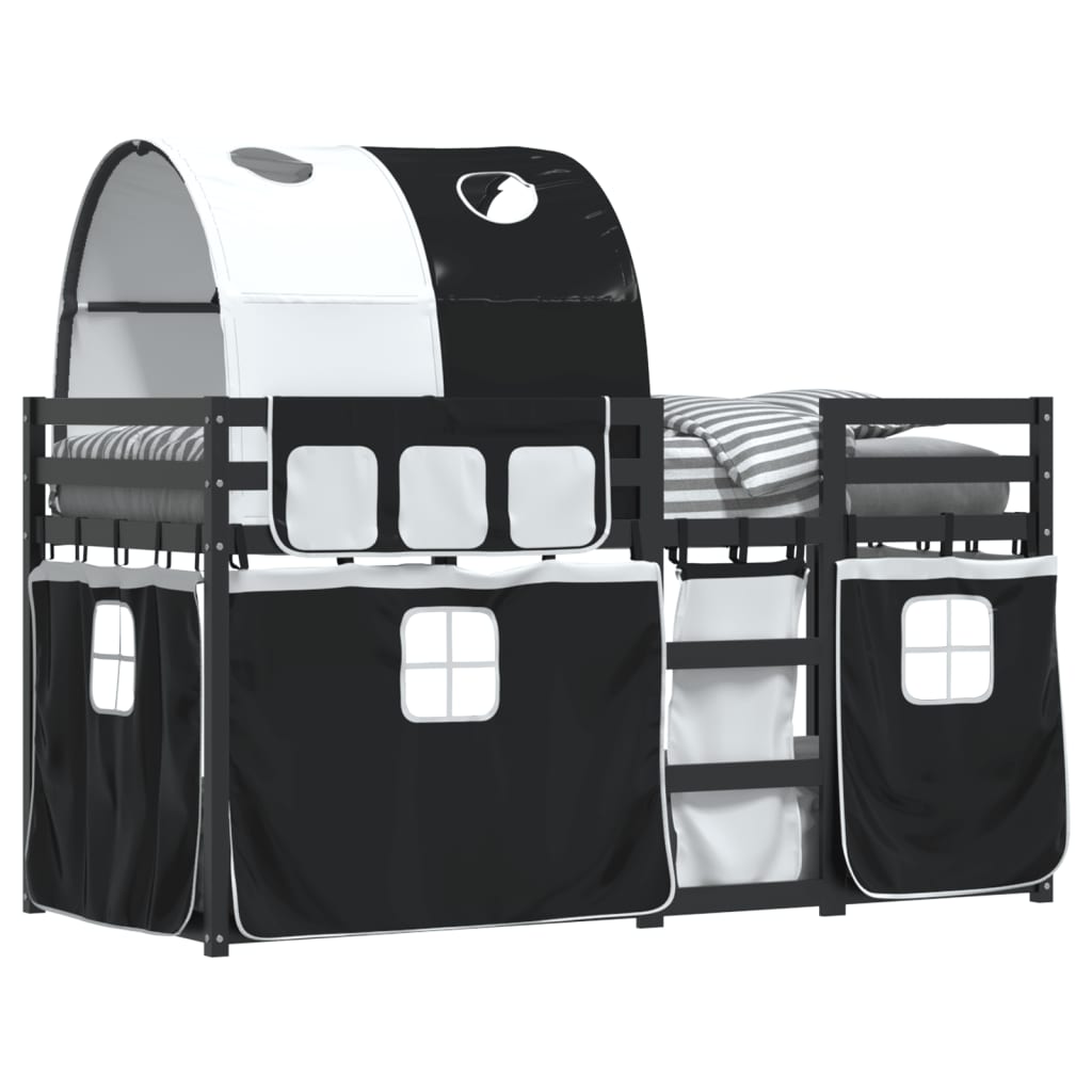 Letto a Castello senza Materasso Bianco e Nero 90x200cm in Pino