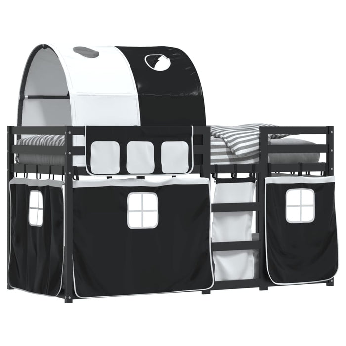 Letto a Castello senza Materasso Bianco e Nero 90x200cm in Pino