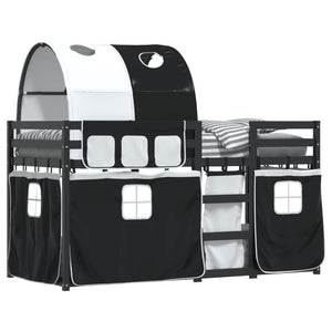 Letto a Castello senza Materasso Bianco e Nero 90x200cm in Pino 3283958