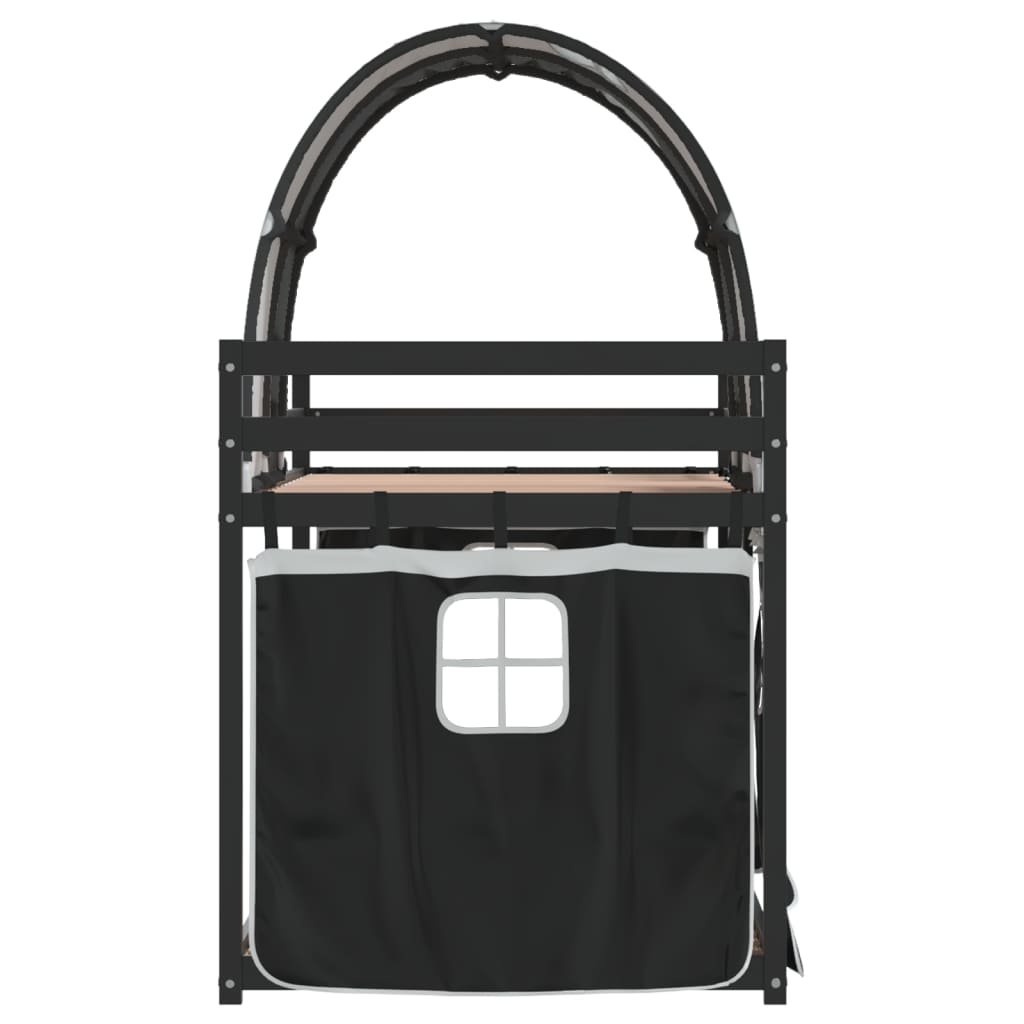 Letto a Castello senza Materasso Bianco e Nero 90x200cm in Pino