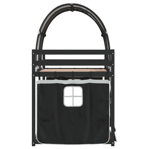 Letto a Castello senza Materasso Bianco e Nero 90x200cm in Pino 3283958