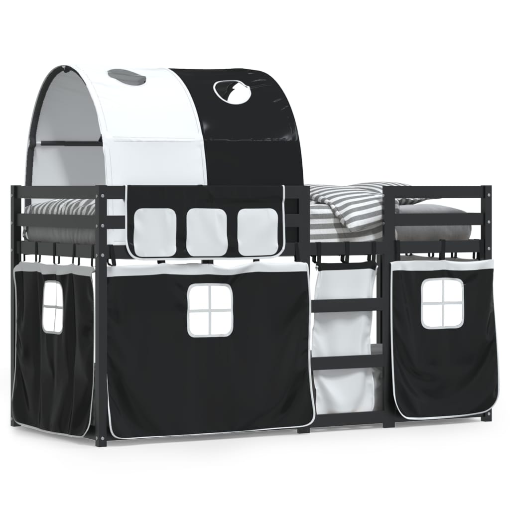 Letto a Castello senza Materasso Bianco e Nero 90x190cm in Pino 3283973