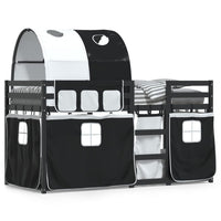 Letto a Castello senza Materasso Bianco e Nero 90x190cm in Pino 3283973