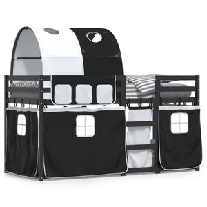 Letto a Castello senza Materasso Bianco e Nero 90x190cm in Pino 3283973