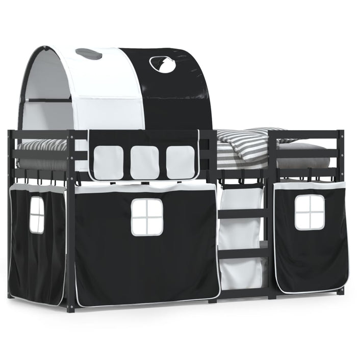 Letto a Castello senza Materasso Bianco e Nero 90x190cm in Pino 3283973