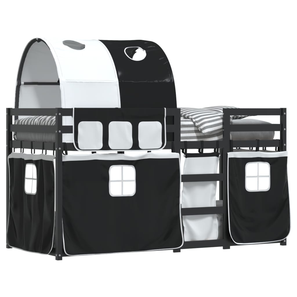 Letto a Castello senza Materasso Bianco e Nero 90x190cm in Pino 3283973