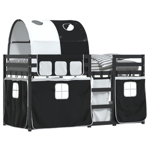 Letto a Castello senza Materasso Bianco e Nero 90x190cm in Pino 3283973