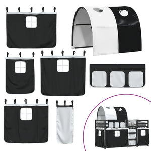 Letto a Castello senza Materasso Bianco e Nero 90x190cm in Pino 3283973