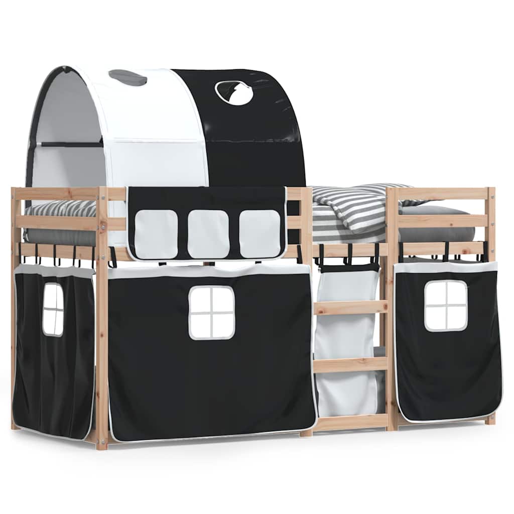 Letto a Castello senza Materasso-Struttura Letto a Castello Bianco e Nero 90x200cm in Pino 229598