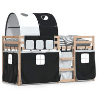 Letto a Castello senza Materasso-Struttura Letto a Castello Bianco e Nero 90x200cm in Pino 229598