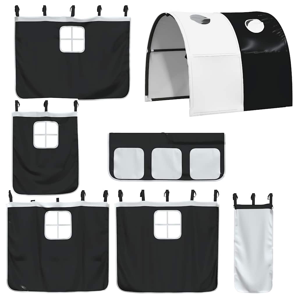 Letto a Castello senza Materasso-Struttura Letto a Castello Bianco e Nero 90x200cm in Pino 229598