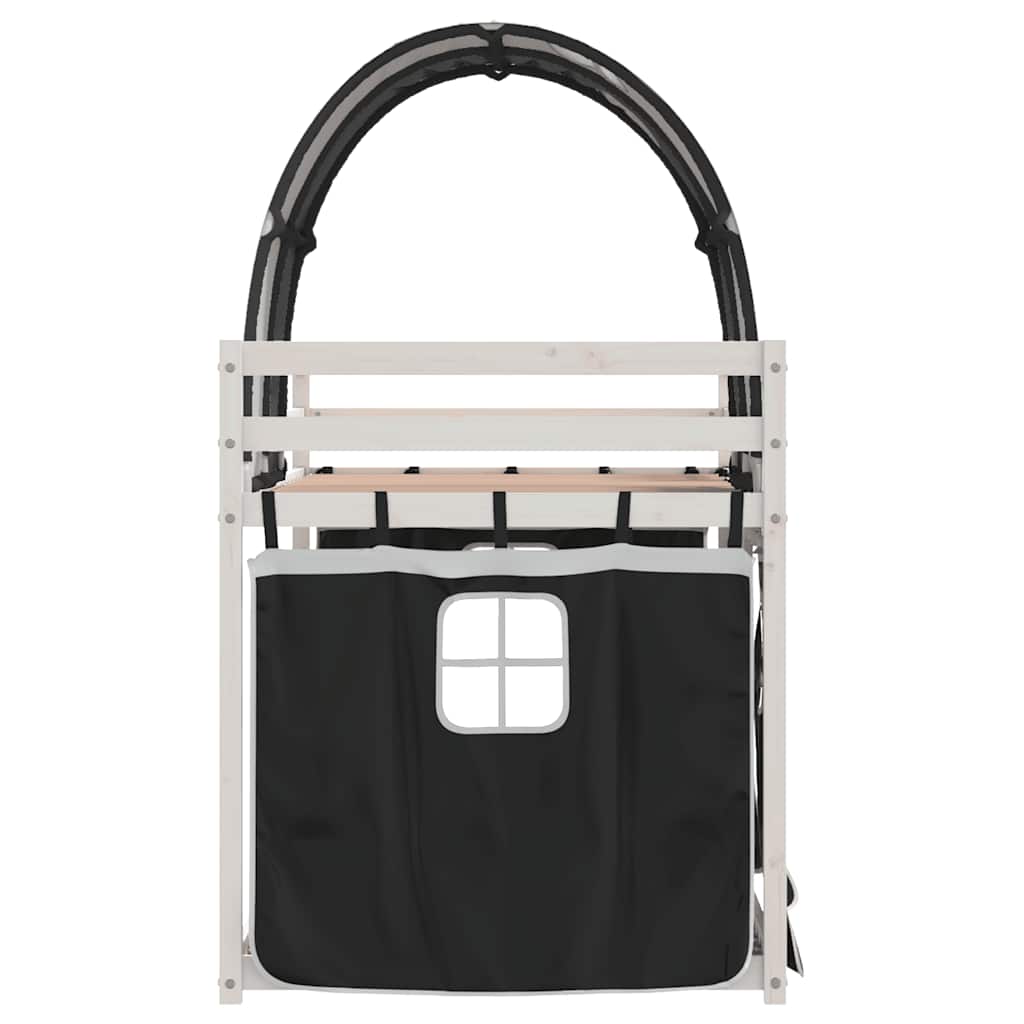 Letto a Castello senza Materasso-Struttura Letto a Castello Bianco e Nero 90x200cm in Pino 690457