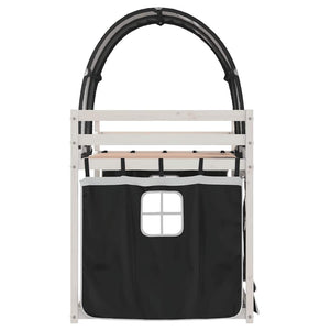 Letto a Castello senza Materasso-Struttura Letto a Castello Bianco e Nero 90x200cm in Pino 690457