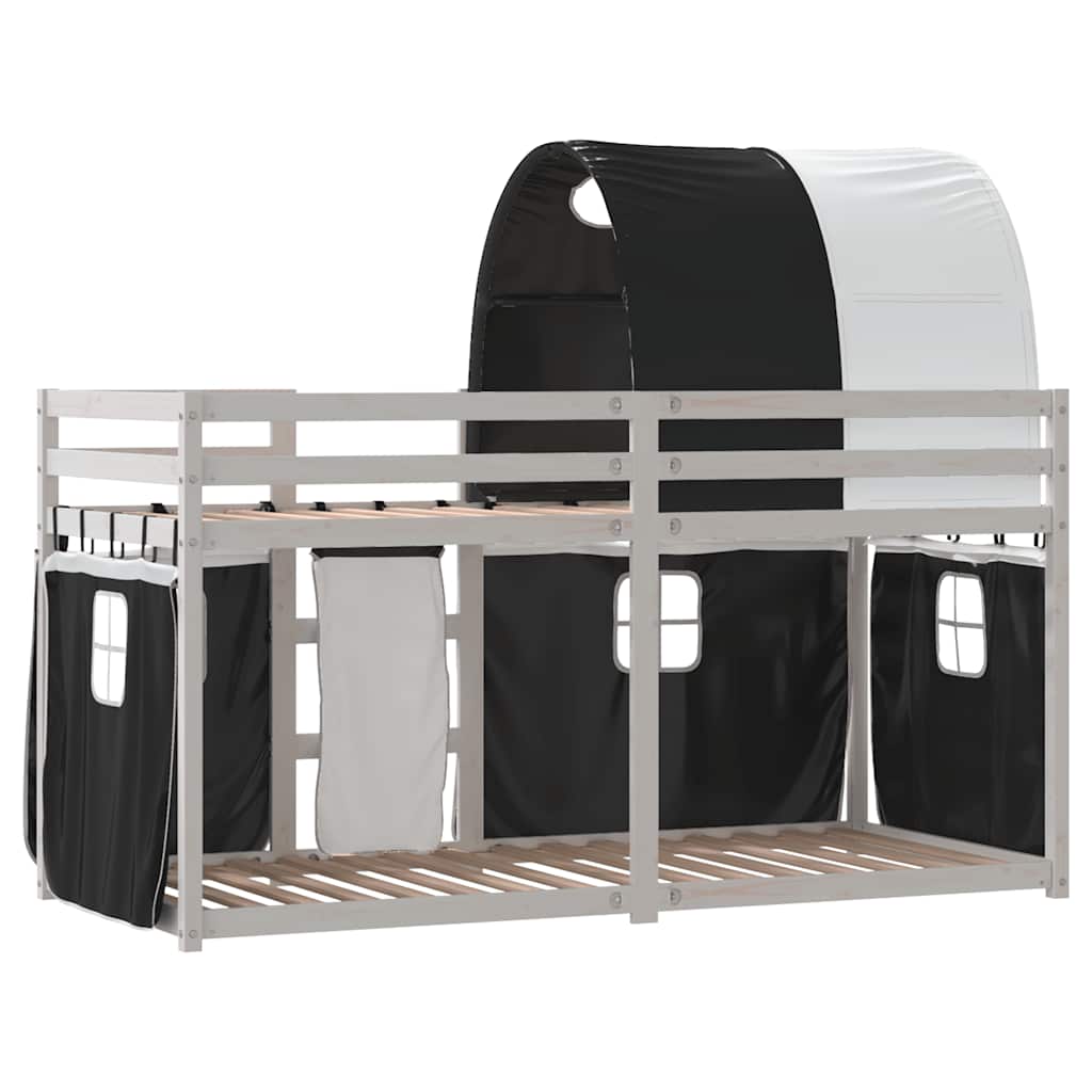 Letto a Castello senza Materasso-Struttura Letto a Castello Bianco e Nero 90x200cm in Pino 690457