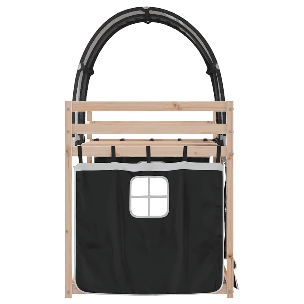 Letto a Castello senza Materasso-Struttura Letto a Castello Bianco e Nero 80x200cm in Pino 653794