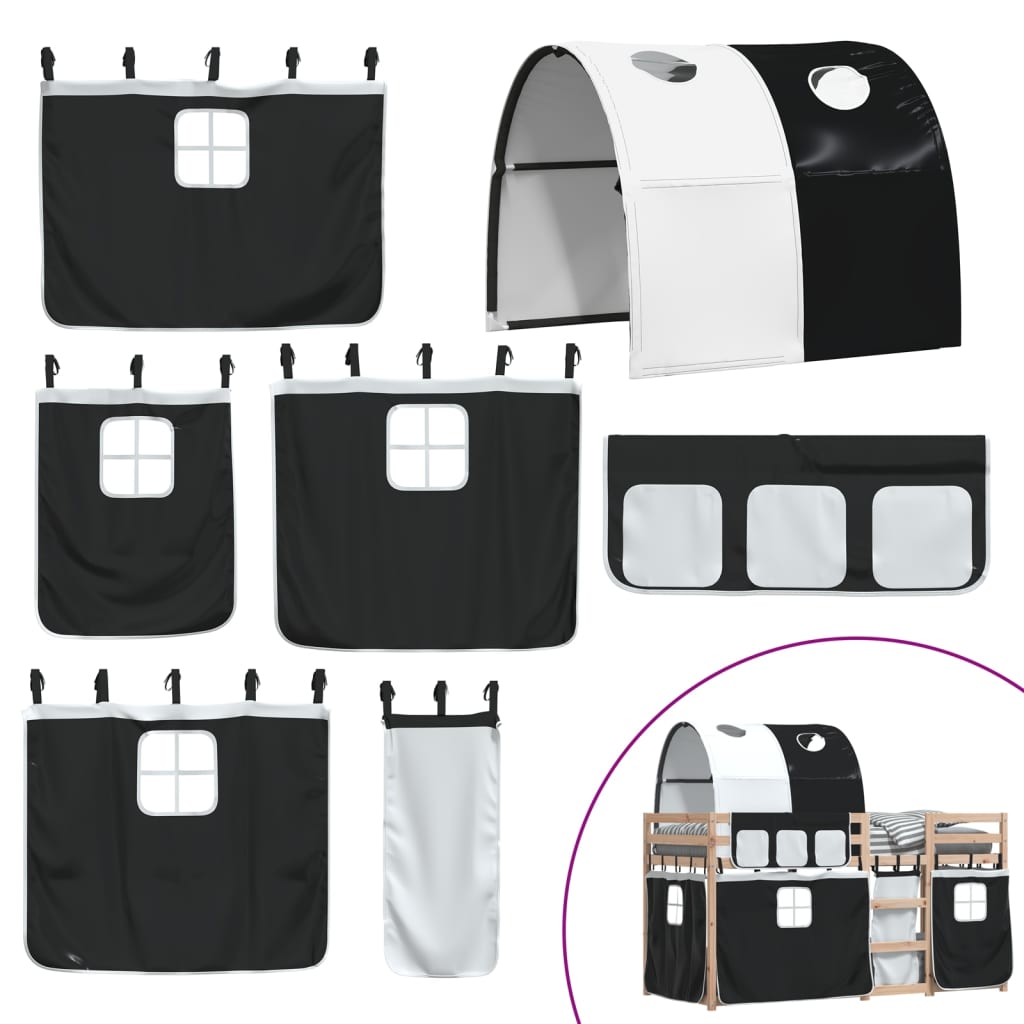 Letto a Castello senza Materasso Bianco e Nero 80x200cm in Pino 3283988