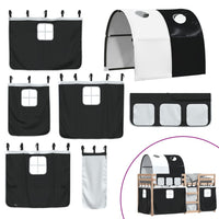 Letto a Castello senza Materasso Bianco e Nero 80x200cm in Pino 3283988