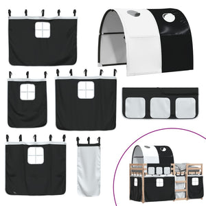 Letto a Castello senza Materasso Bianco e Nero 80x200cm in Pino 3283988