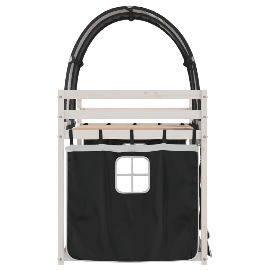 Letto a Castello senza Materasso Bianco e Nero 80x200cm in Pino 3283991